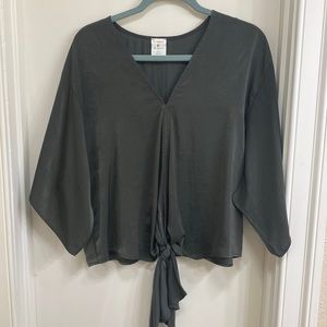 Green Silk Tie Shirt